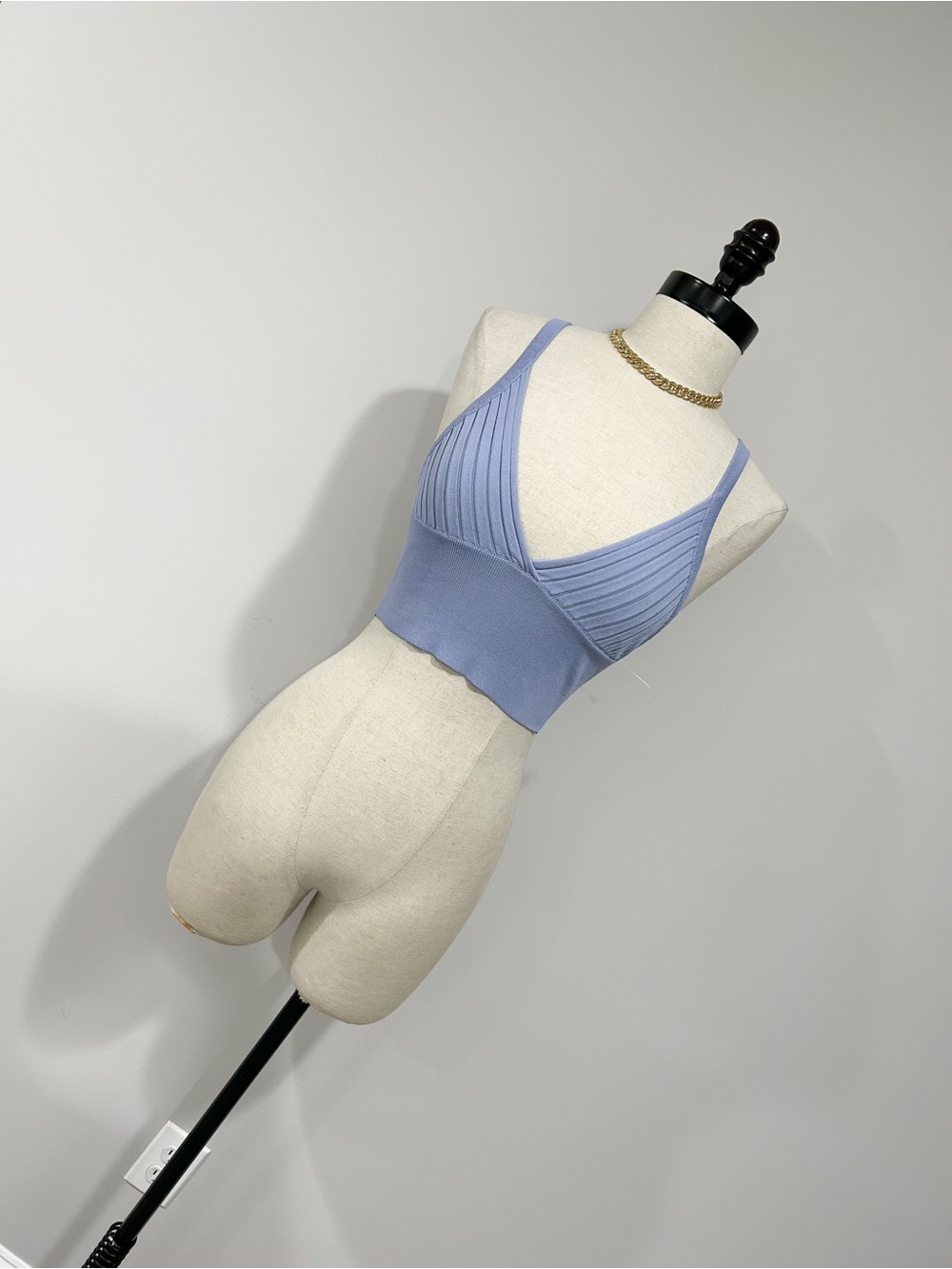 Zara Periwinkle Ribbed V-Neck Bralette